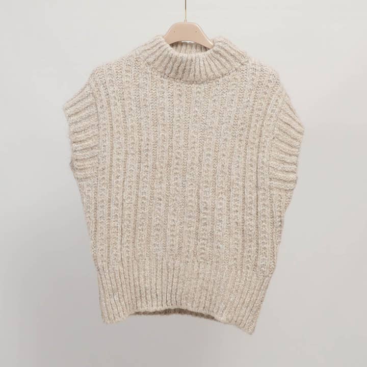 Cecile Wang – Engroshandel Strikket top - Dame – Ærmeløs top i tyk ribstrik – ref CA89507