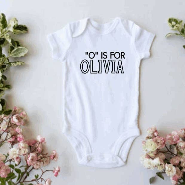 Baby Name and Initial Onesie Bodysuit | Gender Neutral Unisex Onesie.. for wholesale by 37 West Co
