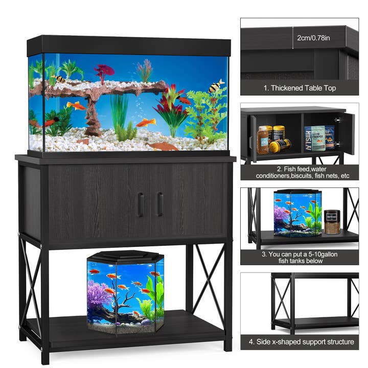 EP Design Lab - Wholesale Cabinet - 20-29 Gallon Black Aquarium Stand Wooden Cabinet