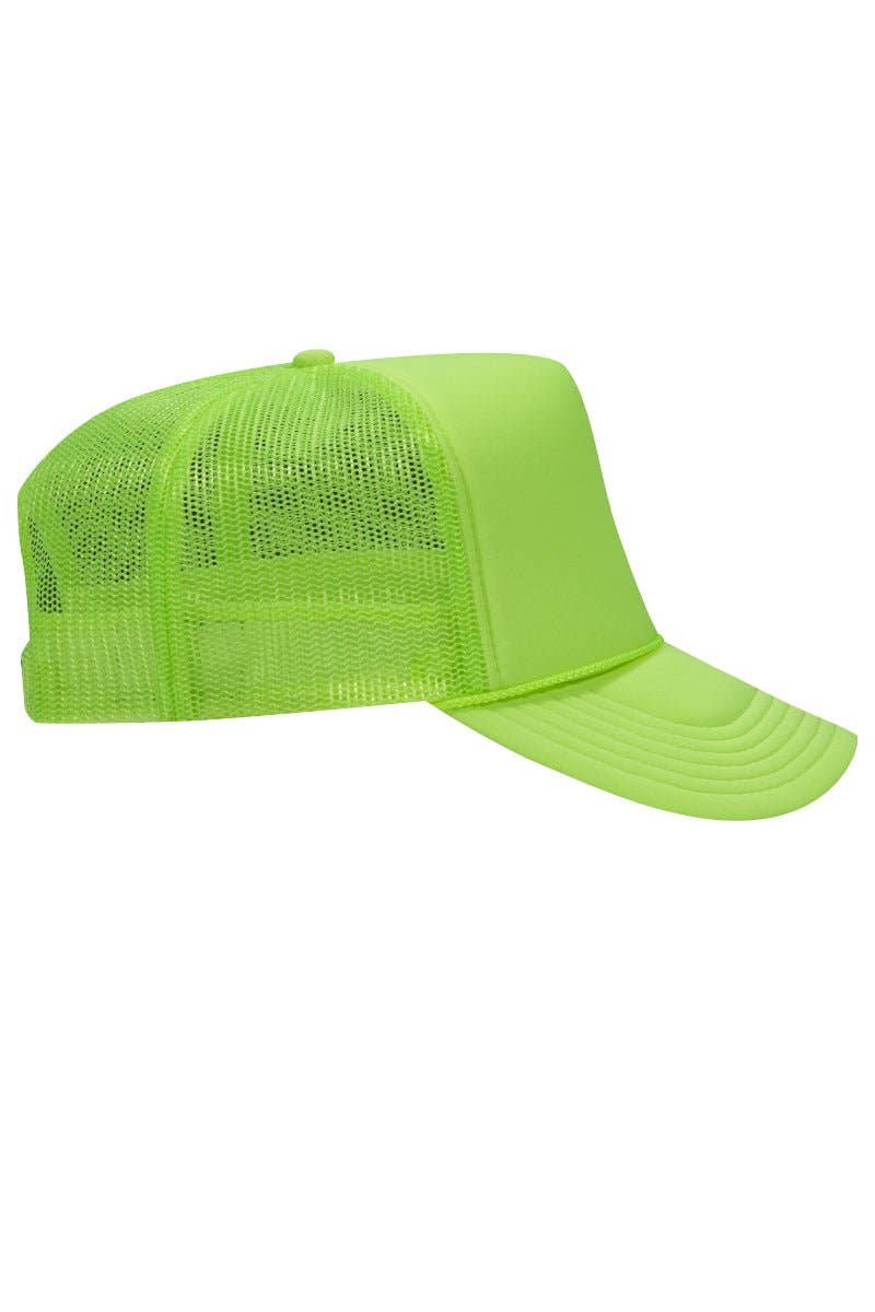 Wholesale Accessory Market - Wholesale Trucker Hat - Unisex - OTTO Neon Green Foam Front High Crown Trucker Hat3
