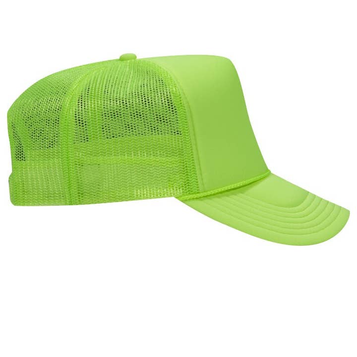 Wholesale Accessory Market - Wholesale Trucker Hat - Unisex - OTTO Neon Green Foam Front High Crown Trucker Hat3
