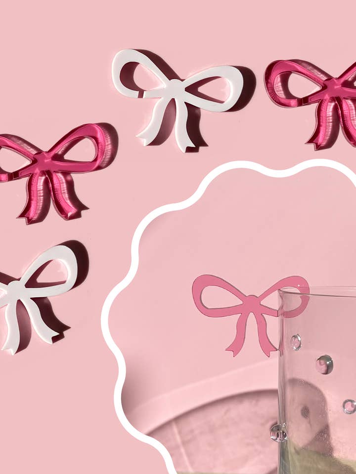 Acrylic Bow Drinker Marker Set of Four for wholesale by Haven Print Co.