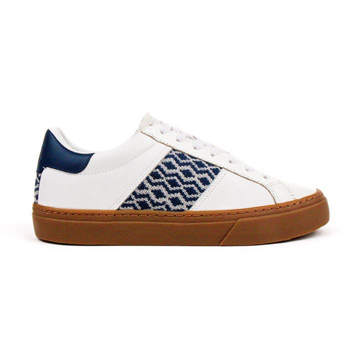 N'GO Shoes Na Sang klassieke lage sneakers van wit- en blauw leer voor wholesale door N'GO Shoes