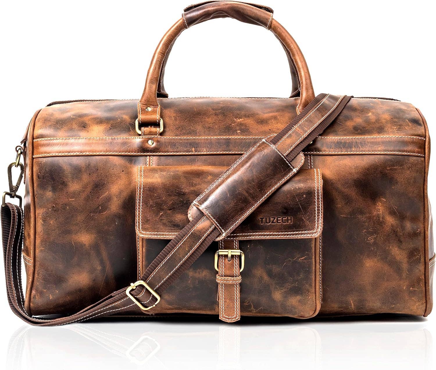 Tuzech Leather – wholesale Duffelväskor – Unisex – Tuzech stor läderväska 20-tums duffel för resor, träningsväska och handbagage – unisex8