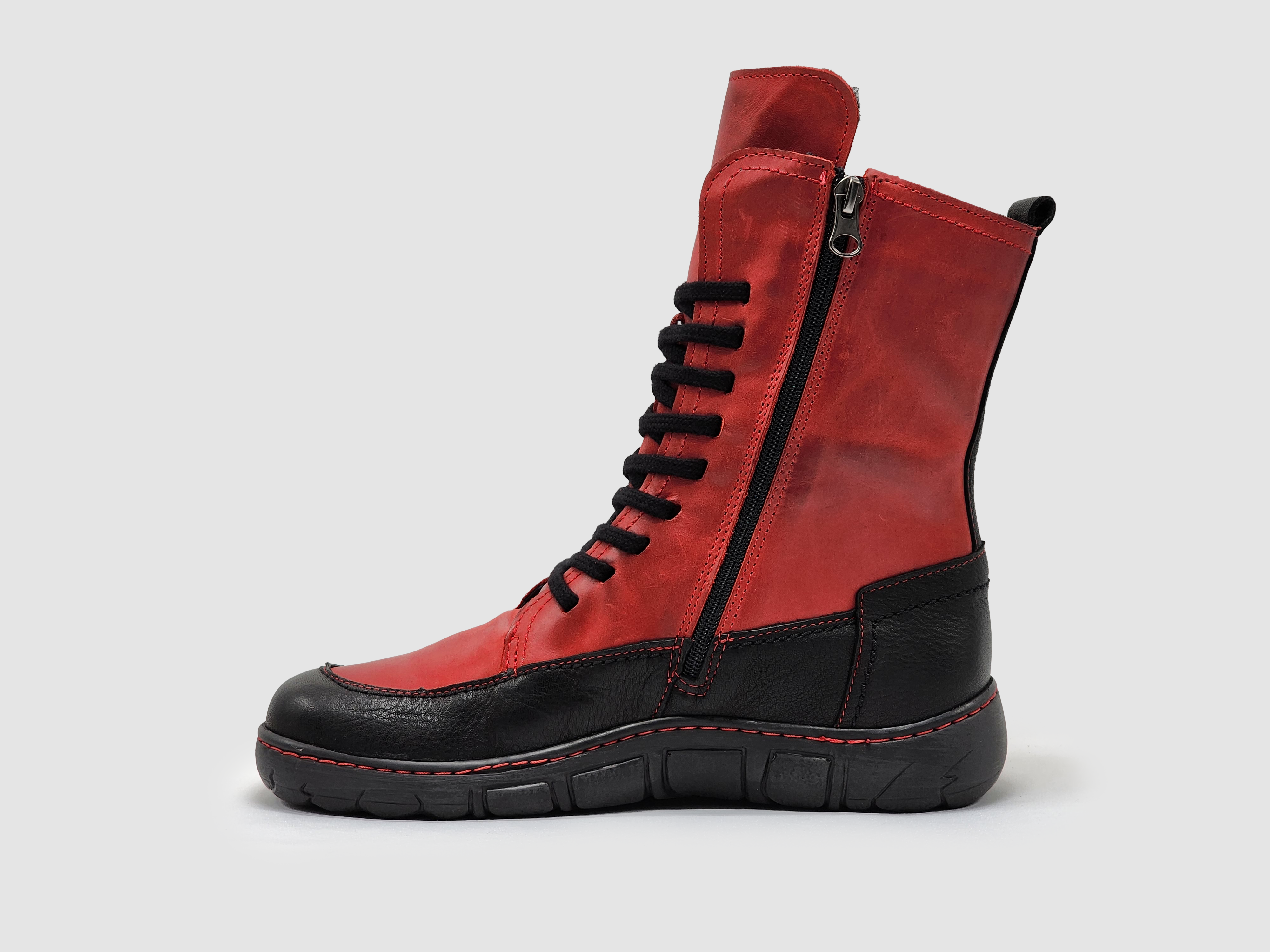 Rosso Stivali in pelle con zip a fodera media originali da donna - rosso/nero in vendita all'ingrosso su Faire1