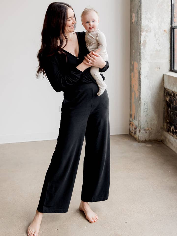 Nursing & Maternity Everywhere Long-Sleeve Wrap Blouse - Black for wholesale by Of an Origin