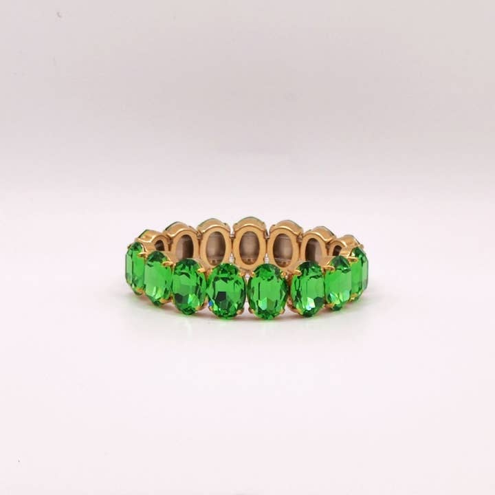 Elastiska Lux Oval Stones Armband - Peridot Ovp för wholesale av QUÉ MÁS JEWELS