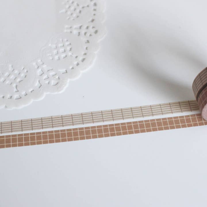 Note & Wish - Vente Rubans adhésifs Washi - Set de washi tape Mini Grille Parchment and Ash par Note & Wish
