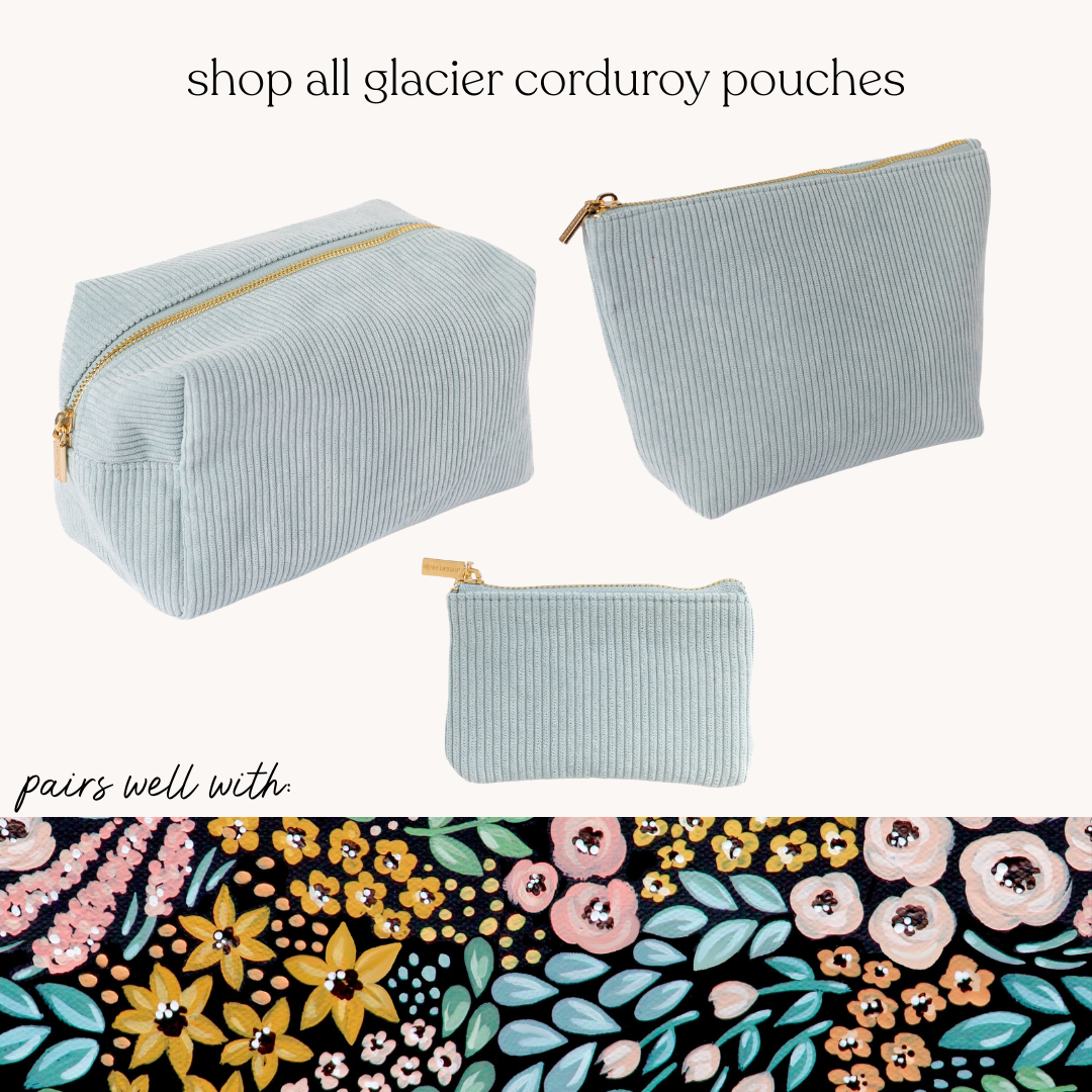 Elyse Breanne Design - Vendita all'ingrosso Borsa per trucchi/cosmetici - Borsa Cosmetica in Velluto a Coste Glacier6