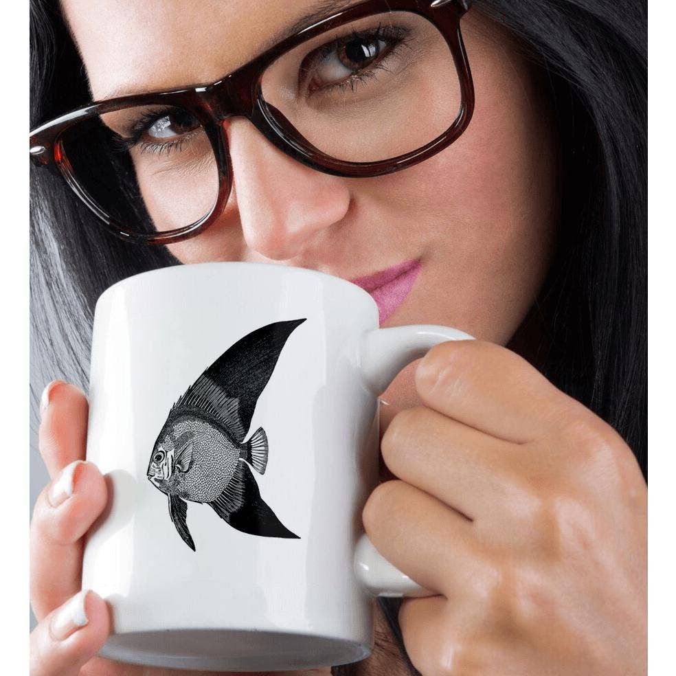 3dRose - Wholesale Coffee Mug - 3dRose, Tropical Fish vintage black and white illustration. exotic fins fishes, Mug9
