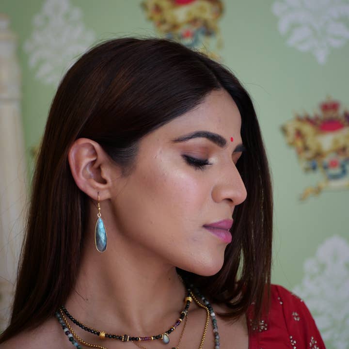 GINANDGER - Wholesale Dangle Earrings - EARRING LABRADORITE ISHITA3