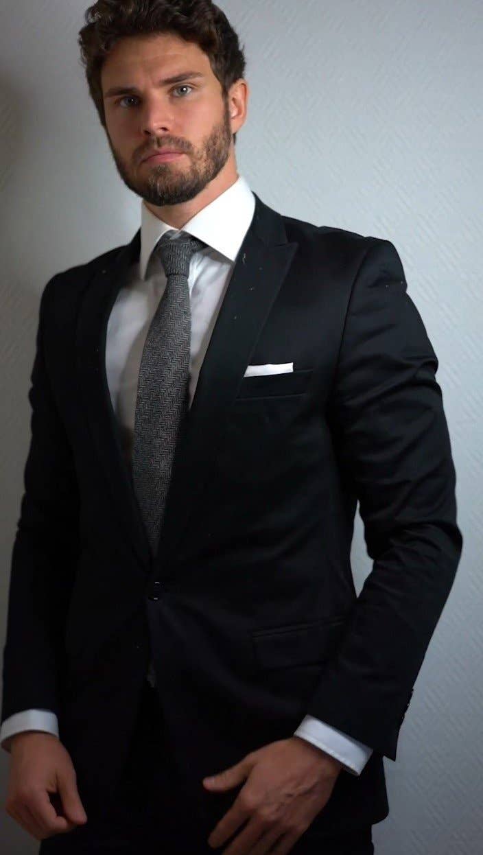 Mrlapel – Großhandel Krawatte – Herren – Graue Wollkrawatte mit Fischgrä4