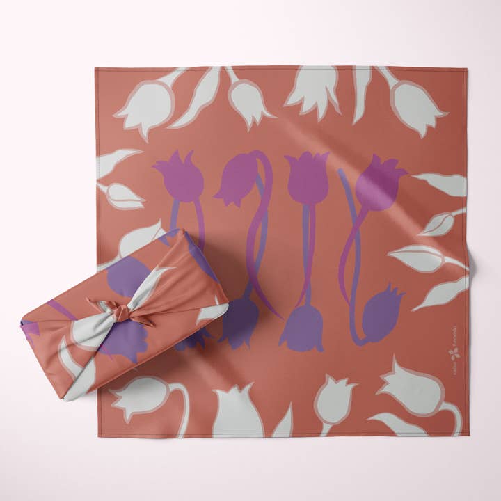 Furoshiki Herbruikbare Japanse Stof Cadeauverpakking Pastel Tulp voor wholesale door Keiko Furoshiki