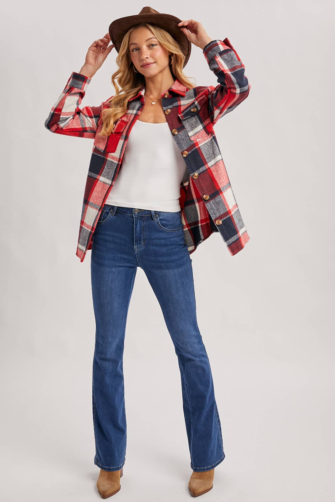 Bluivy - Wholesale Shirt Jacket/Shacket - Women's - FLANNEL PLAID SHACKET WITH POCKETS30