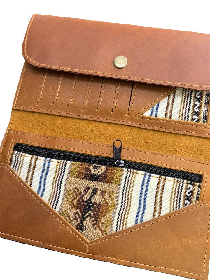 Saffron Leather Wallet for wholesale by Blooming Grace Boutiques