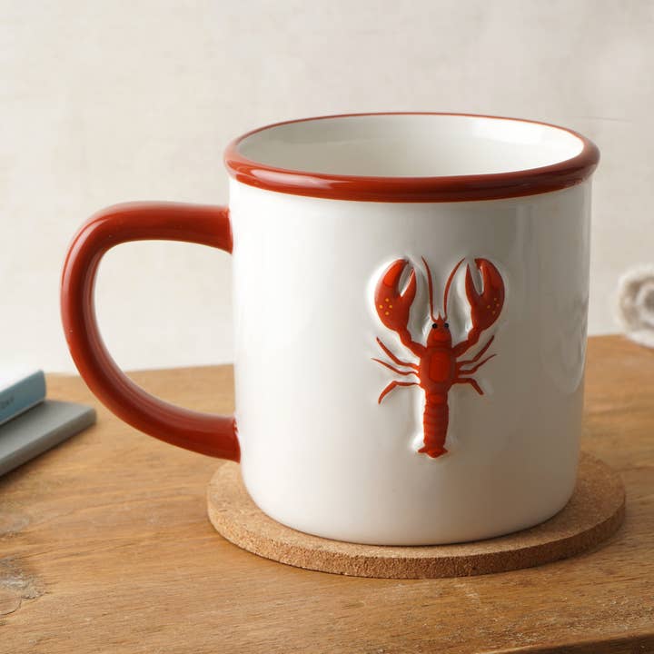 Caneca de Grés com Motivo de Lagosta Coastal Living em Caixa de Presente por atacado de CGB Giftware