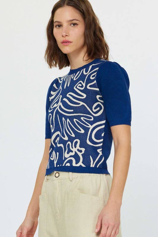 Current Air – Großhandel Strickoberteil – Damen – Abstraktes Muster Strickoberteil1