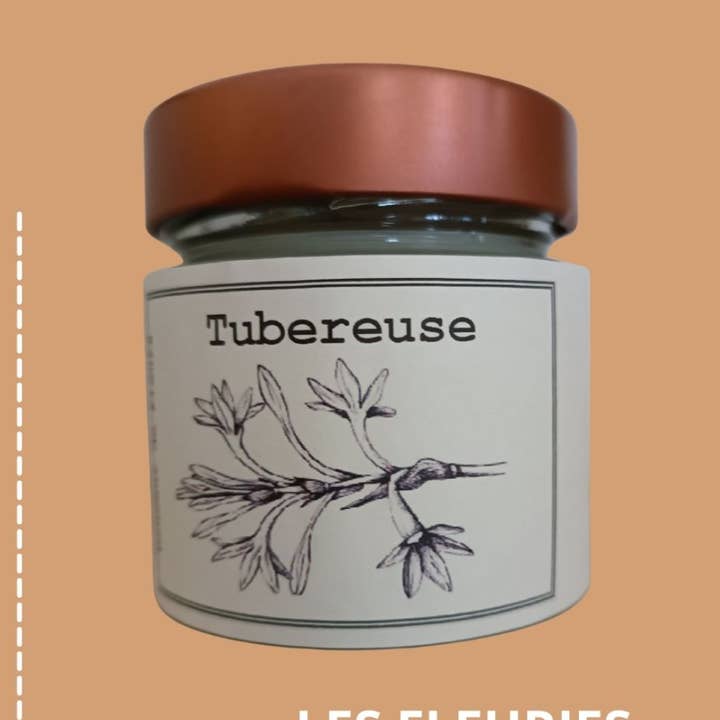 Bougie 180gr Tubéreuse cires de soja et colza pour la vente par LA BOUGIE DES JARDINS