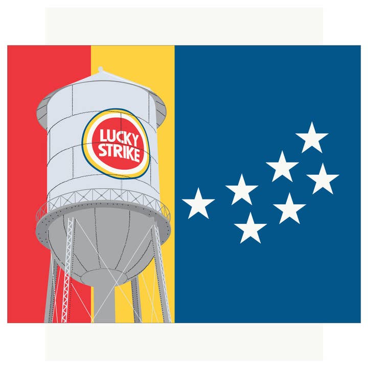 Fridgedoor – wholesale Vardagliga hälsningskort – 5 ”x 7 Durham, NC flagga och Lucky Strike Tower gratulationskort