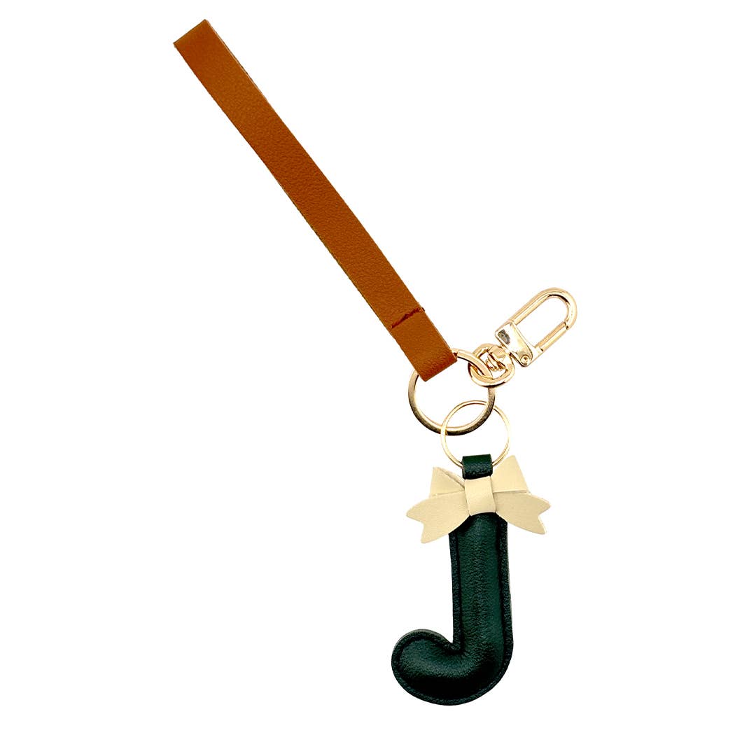 Fashion City - Wholesale Keychain – Women's - Alphabet with Bow Faux Leather Key Chain Bag Charm2