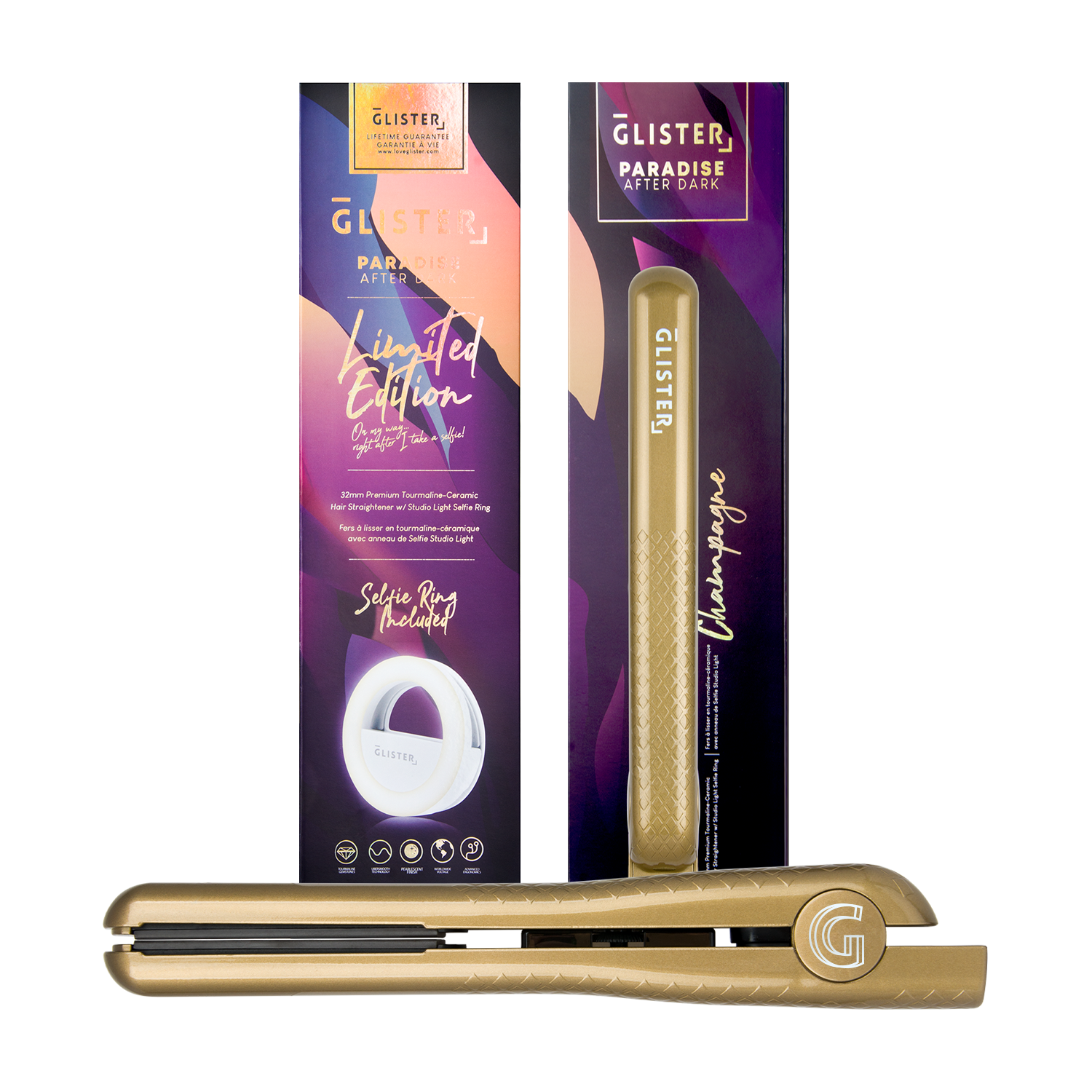 Glister - Wholesale Straightener/Flat Iron - Glister Paradise 1.25" Flat Iron + Bonus Selfie Ring Light2