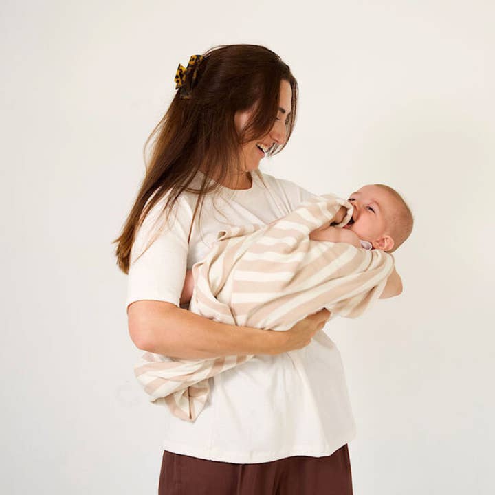 Coperta in Cotone Organico a Righe Retrò - Pietra & Latte per la vendita all'ingrosso da parte di Golden Child