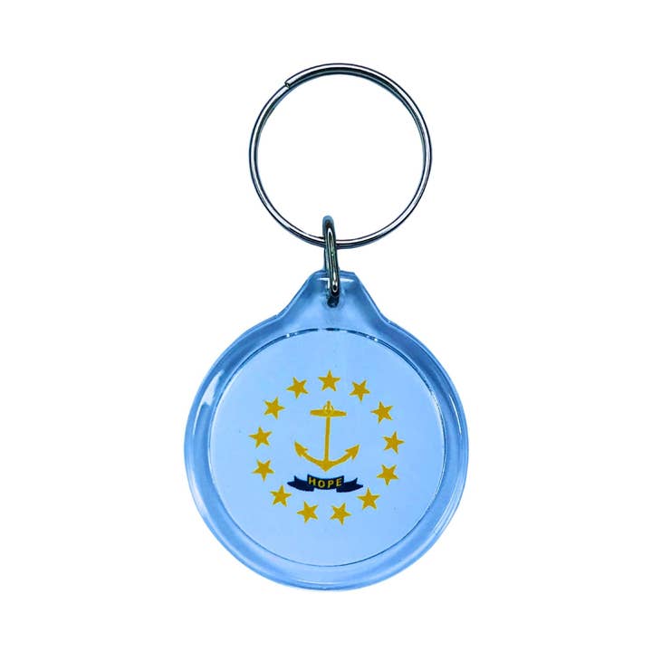 Porte-clés rond en acrylique - Drapeau de l'État du Rhode Island - États-Unis pour la vente par Worldwide Souvenirs