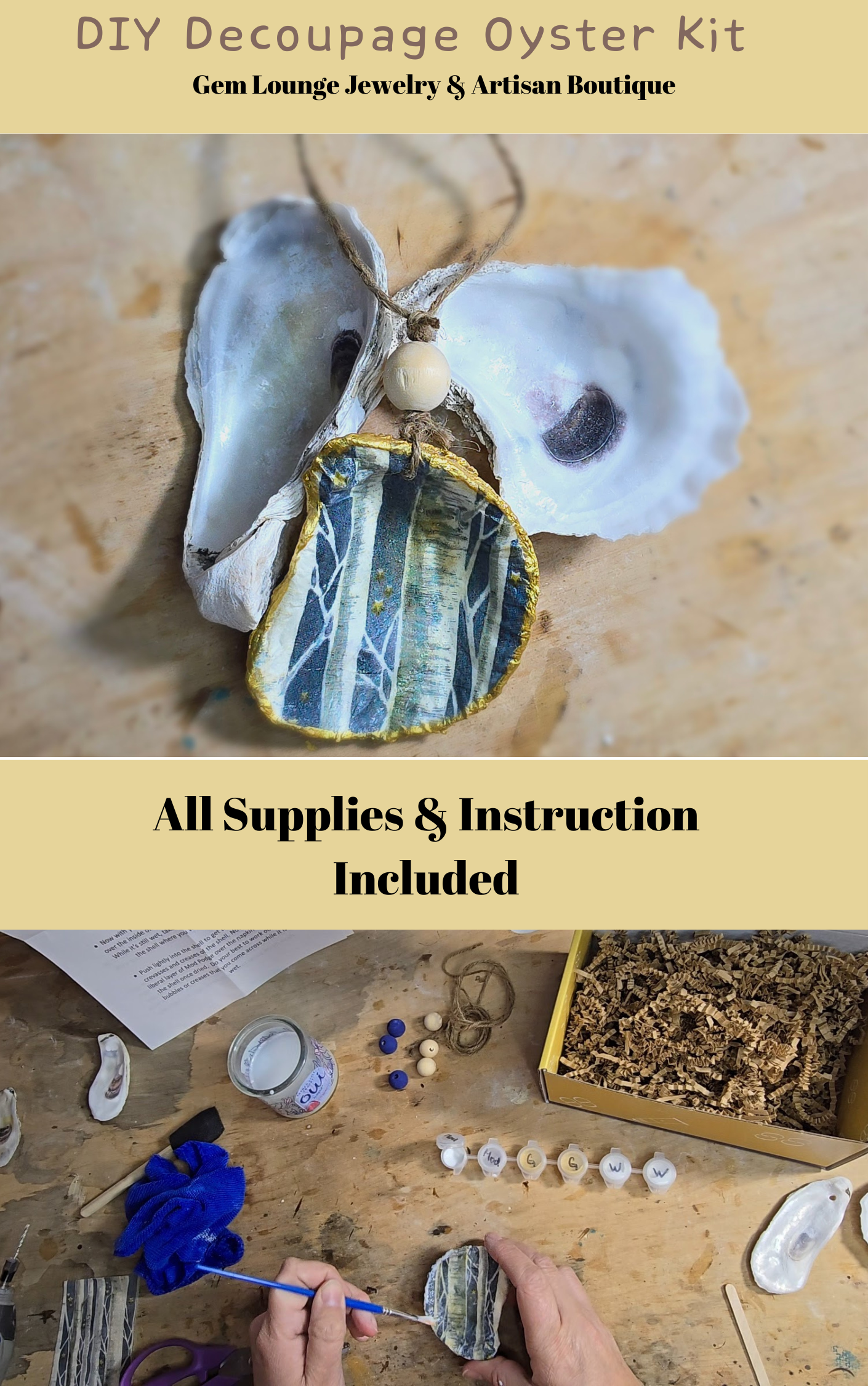 Gem Lounge Jewelry – Großhandel Bastelset – DIY-Bastelset, Decoupage-Austernschalen-DIY-Set0