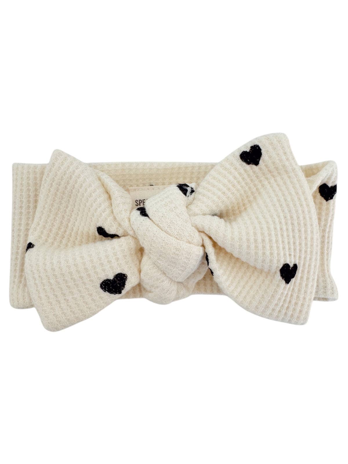 SpearmintLOVE - Wholesale Fashion Headband - Baby - Organic Waffle Knot Bow, Black Heart0
