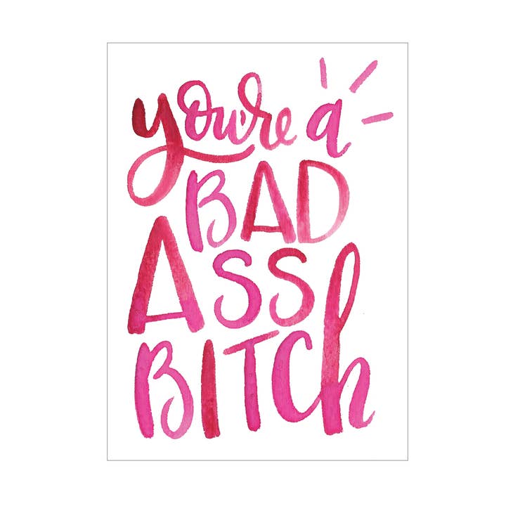 Bad Ass wenskaart voor wholesale door Katie Elizabeth Lettering