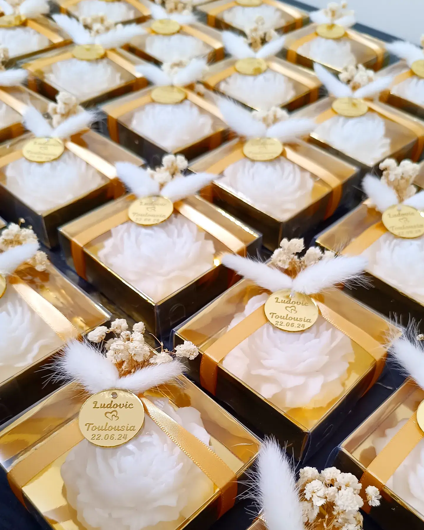 Prechi creations - Vente Bougie votive - Bougies personnalisées pour mariage en forme de pivoine3