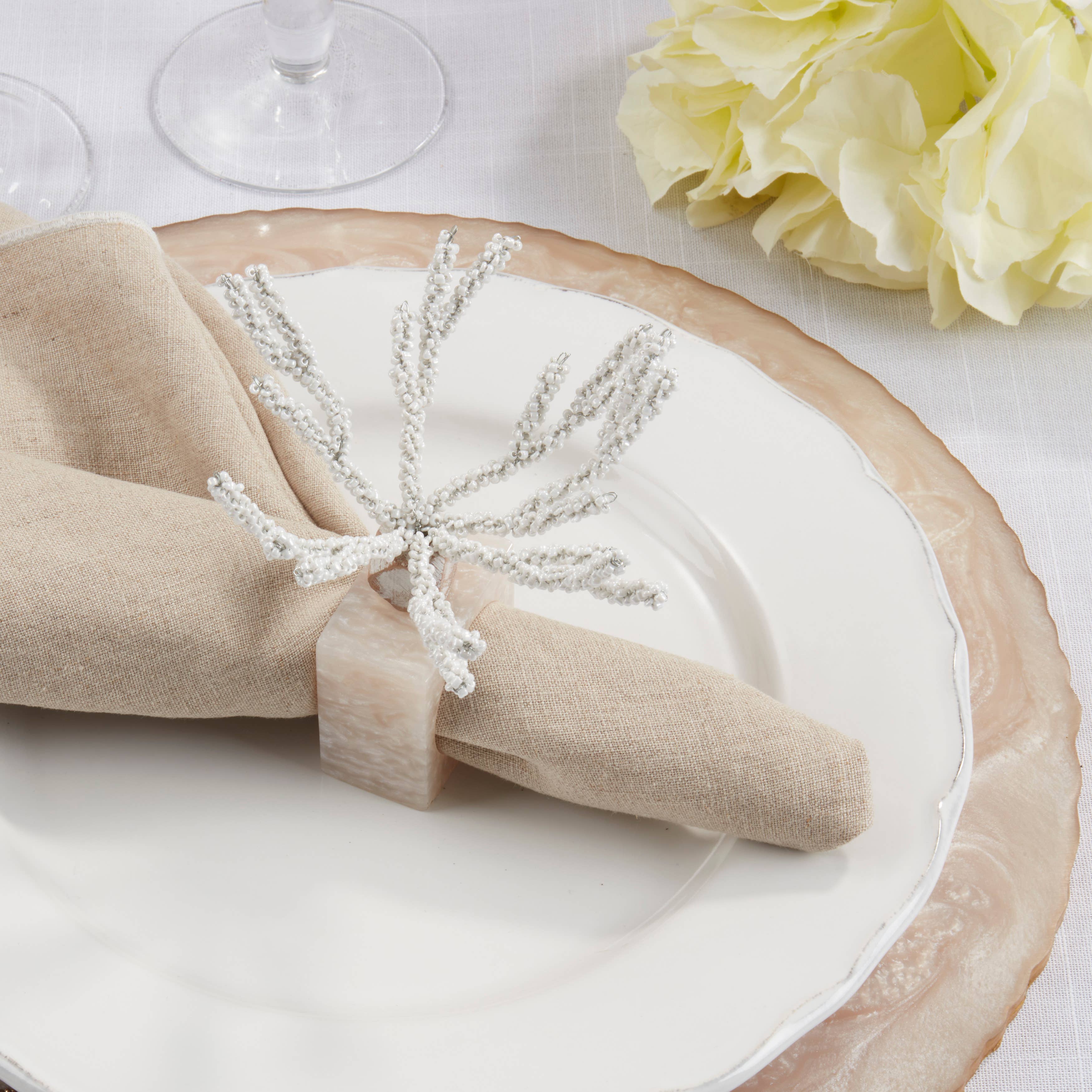 Saro Lifestyle – wholesale Napkin ring – Coral Breeze Beaded Resin Napkin Ring2