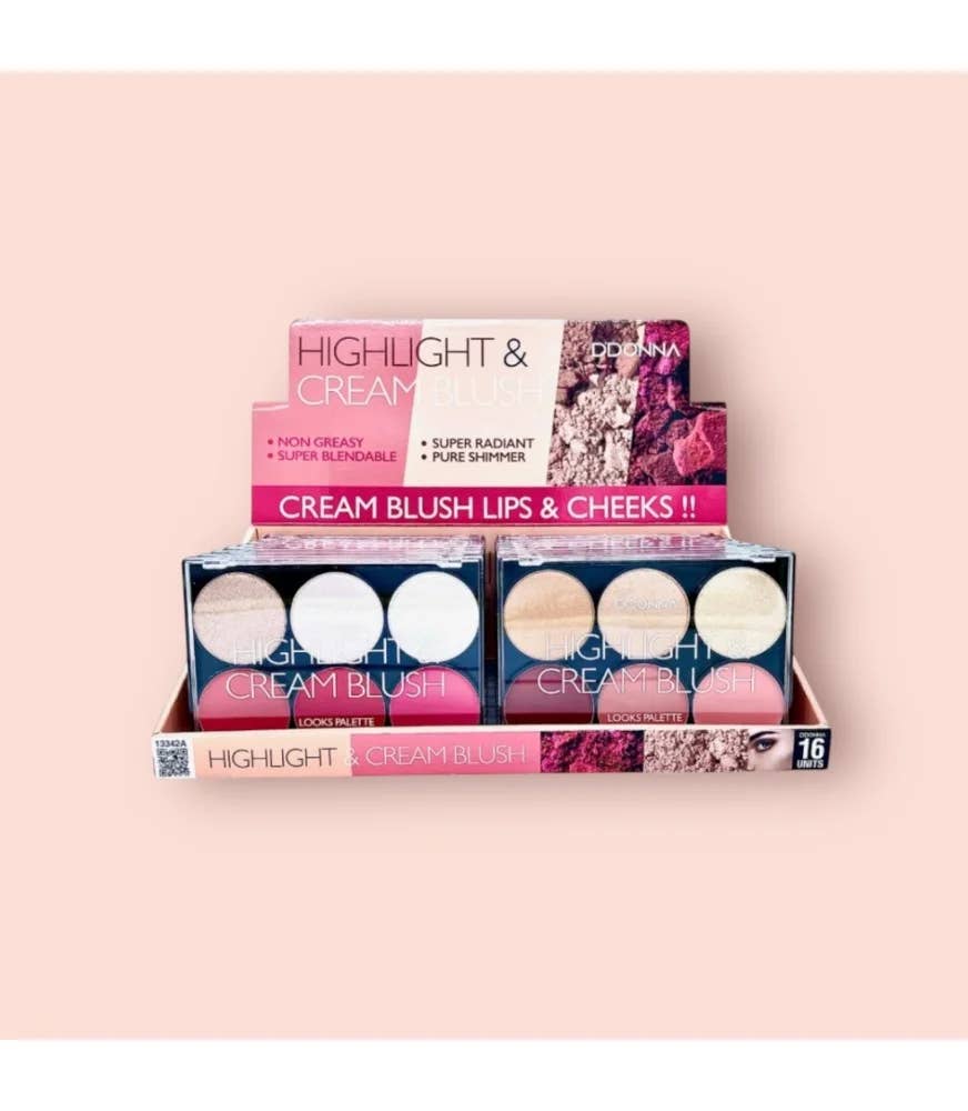 Kcosmetique - Wholesale Blush - D'DONNA CREAM HIGHLIGHT AND BLUSH FACE PALETTE 13342A