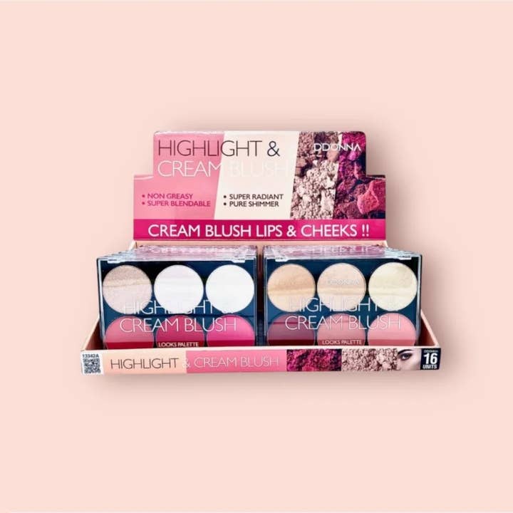 Kcosmetique - Vendita all'ingrosso Fard - PALETTE VISO ILLUMINANTE E BLUSH CREMA D'DONNA 13342A