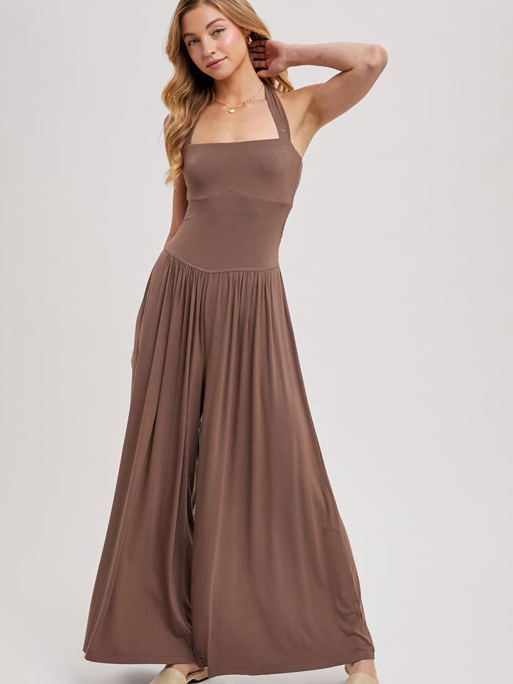 Bluivy – wholesale Jumpsuit – Women's – HALTER TIE-BACK CLOSURE SQUARE NECK WIDE LEG JUMPSUIT13