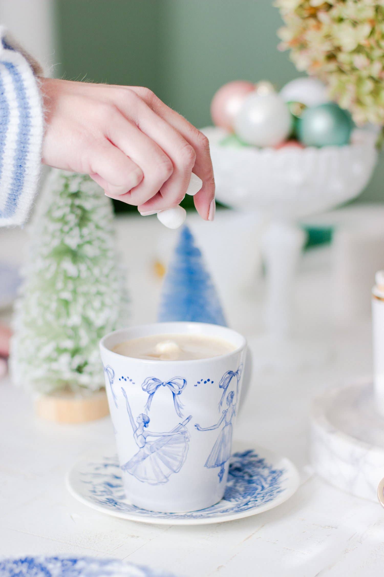 Simply Jessica Marie - Wholesale Coffee Mug - Blue and White Ballerinas Watercolor Latte Mug5