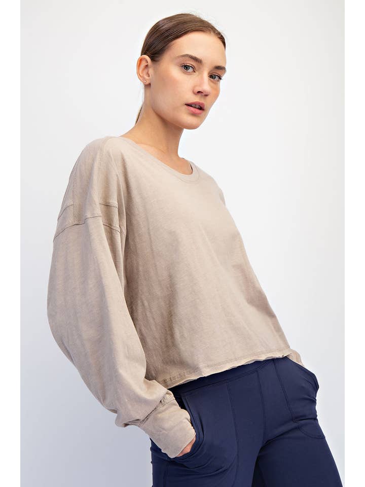 Rae Mode - Wholesale Lounge Top - Women's - COTTON SLUB OPEN BACK LONG SLEEVE TOP35