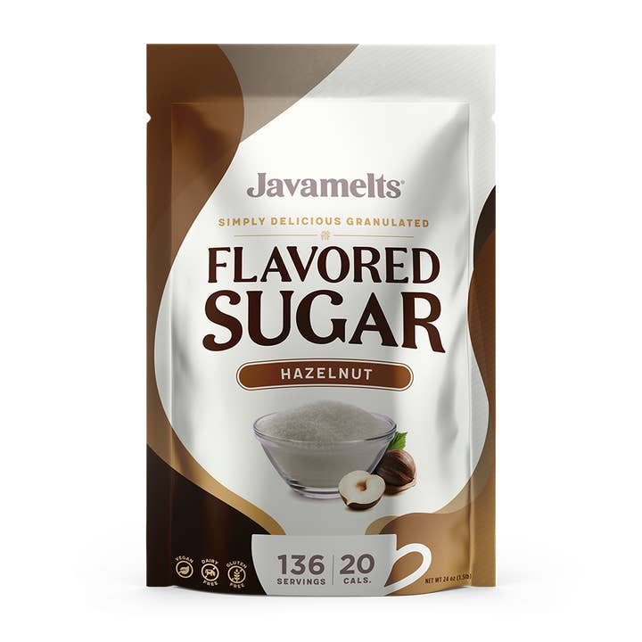 Hazelnut Flavored Sugar - 1.5lb Resealable Pouch Bag for wholesale by JAVAMELTS, INC.
