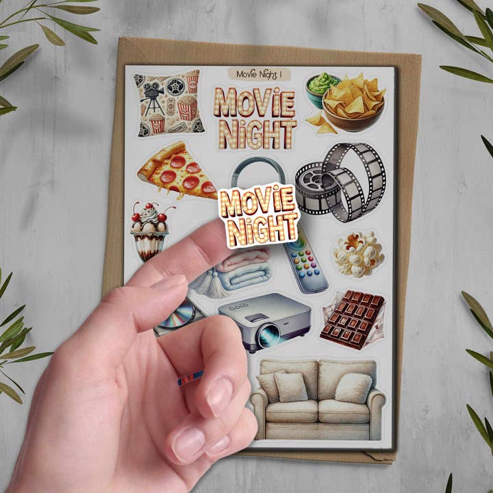 DailyStickersUK – wholesale Sticker – Movie Night Planner Sticker Sheet. Cinema Stickers1