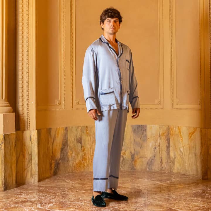 Conjunto de pijamas Ducale azul claro para hombre para venta al por mayor de Hoomie