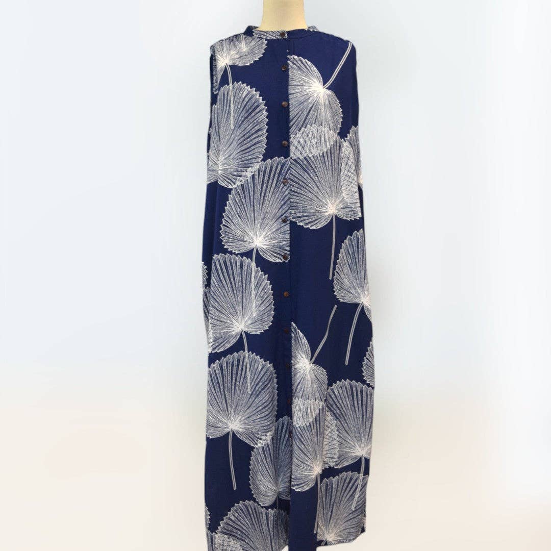 Muumuu Rainbow / DBA Princess Kaiulani Fashions – wholesale Dress – Women's – Shirt Dress with Pockets- Loulu Palm Leaf Print1