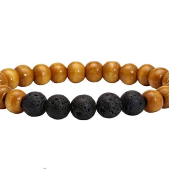 Fuze Body - Wholesale Aromatherapy Bracelet - Lava Stone Essential Oil Bracelet - Wood Beads 50