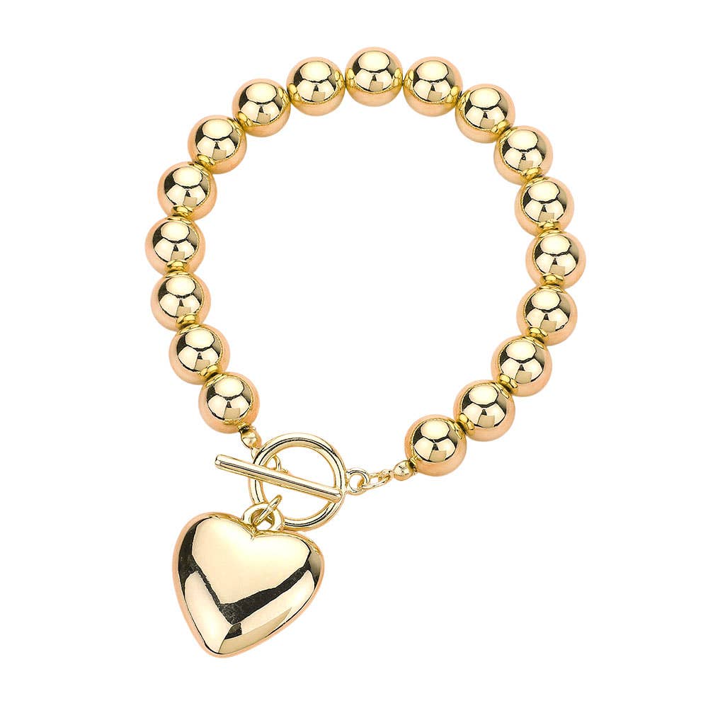 Sensibling Corp. - Wholesale Bedelarmbandje - Bubbelkettingarmband met metalen hartbedel en toggle-sluiting1