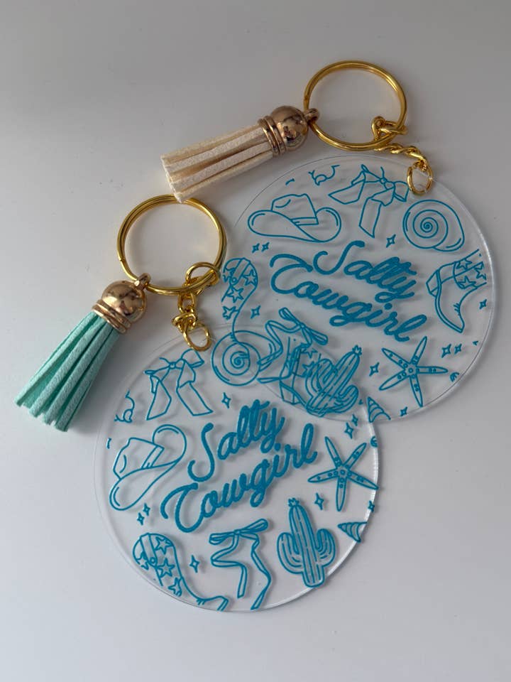 Zoute cowgirl acrylsleutelhanger voor wholesale door Powered By Daisies