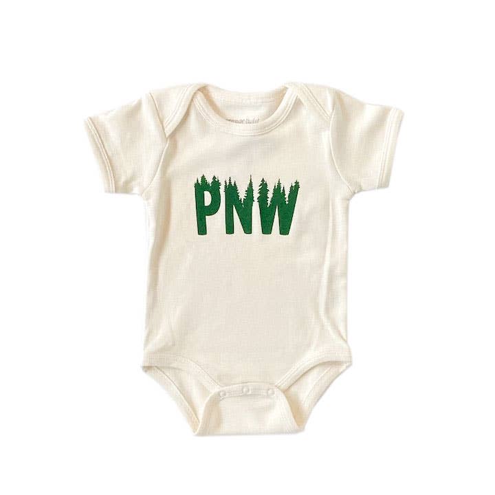Orange Twist Studio LLC – wholesale Bodysuit (non-footed) – Baby – PNW Trees -- Gender Neutral Organic Baby One-Piece1