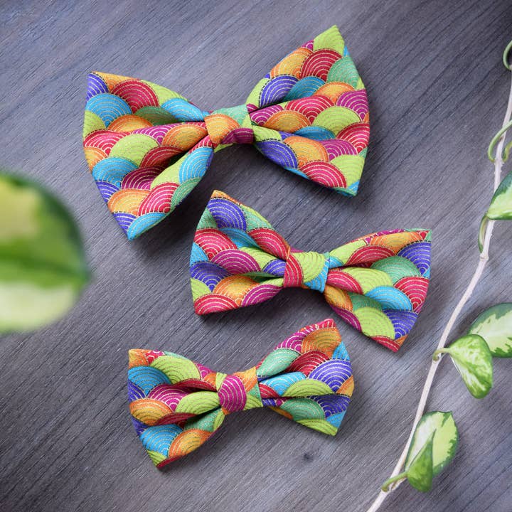 Rainbow Wave Cat or Dog Bowtie - Pride Pet Bow Tie for wholesale by CrazyCoolCat