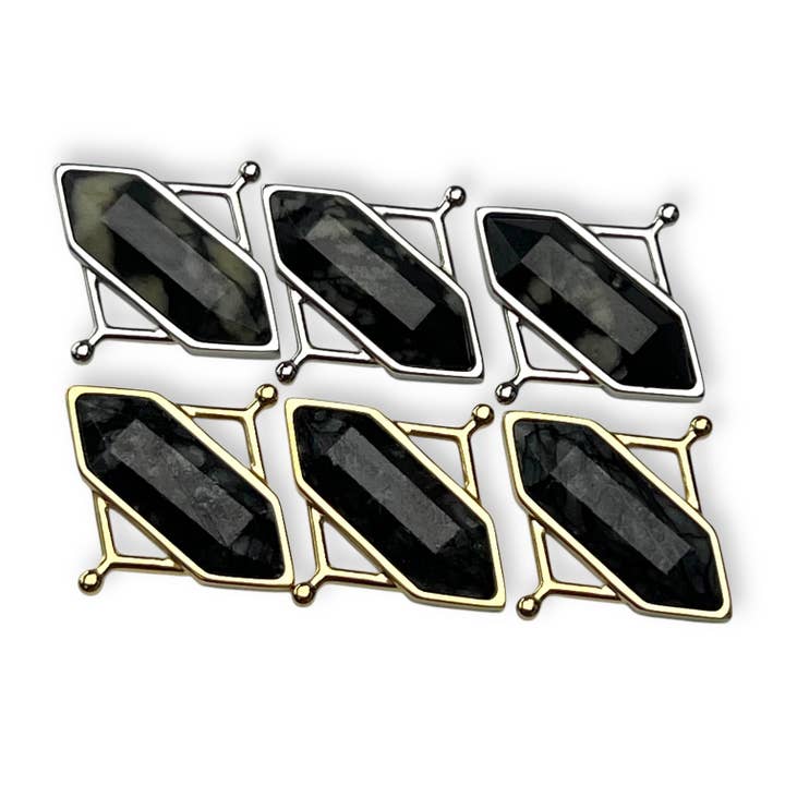 CONQUERing - Wholesale Cocktail/Statement Ring - Black Picasso Jasper TwinPoint™ Crystal Element1