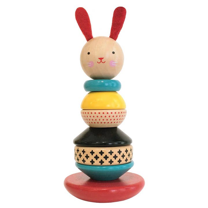Chronicle Books - Wholesale Stacking Rings Game - Baby - Wooden Rabbit Stacker Toy