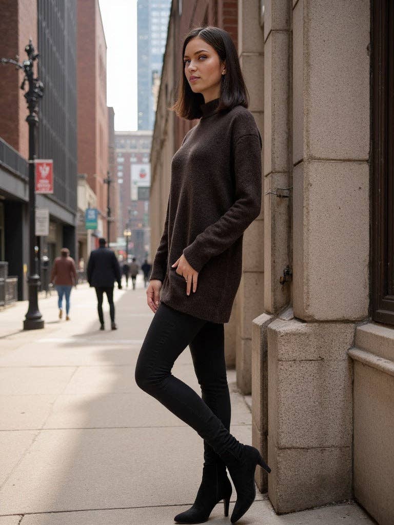 Marayn - Wholesale Knitted jumper – Women′s - Cozy Oversized Turtleneck Knit Sweater for FallWinter21