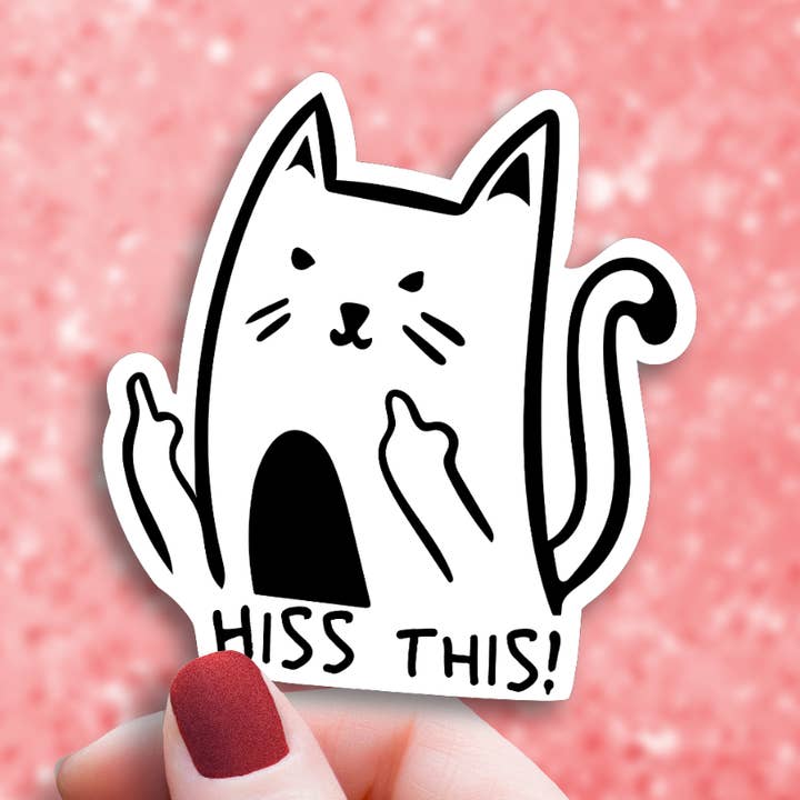 Hiss This Angry Cat Sticker for wholesale by Saguaro Sunset Studio